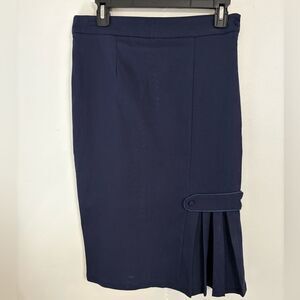 Janie Bryant for Unique VintageBlue Knee-length Pencil Skirt with Pleated Detail